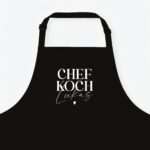 Bild von   kochschuerze chefkoch schwarzjpg | Individuelle 🎁 persönliche 🎁 personalisierte Geschenke bedruckt ▪ bestickt ▪ graviert