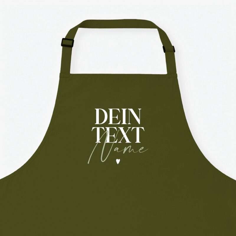 Bild von   kochschuerze dein text olivejpg | Individuelle 🎁 persönliche 🎁 personalisierte Geschenke bedruckt ▪ bestickt ▪ graviert