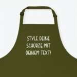 Bild von   kochschuerze eigener text olivjpg | Individuelle 🎁 persönliche 🎁 personalisierte Geschenke bedruckt ▪ bestickt ▪ graviert