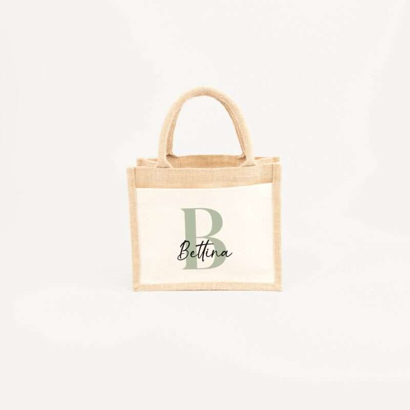 Bild von   jutetasche name initial groejpg | Individuelle 🎁 persönliche 🎁 personalisierte Geschenke bedruckt ▪ bestickt ▪ graviert