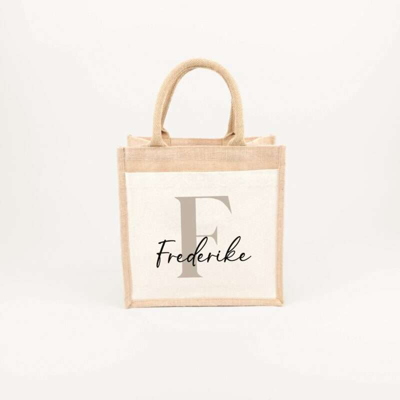 Bild von   jutetasche name initial groejpg | Individuelle 🎁 persönliche 🎁 personalisierte Geschenke bedruckt ▪ bestickt ▪ graviert