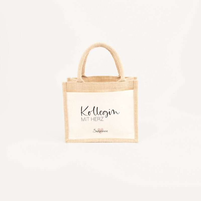Bild von   jutetasche kollegin mit herz gjpg | Individuelle 🎁 persönliche 🎁 personalisierte Geschenke bedruckt ▪ bestickt ▪ graviert