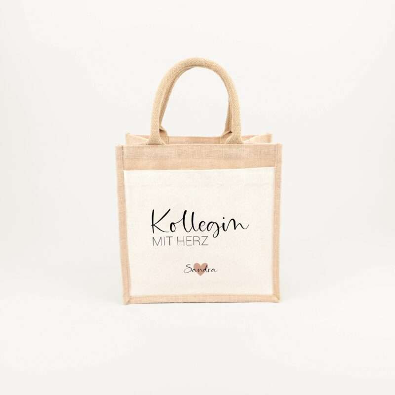 Bild von   jutetasche kollegin mit herz gjpg | Individuelle 🎁 persönliche 🎁 personalisierte Geschenke bedruckt ▪ bestickt ▪ graviert