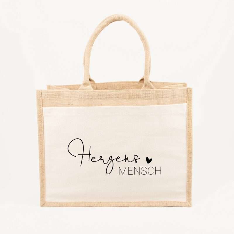 Bild von   jutetasche herzensmensch graajpg | Individuelle 🎁 persönliche 🎁 personalisierte Geschenke bedruckt ▪ bestickt ▪ graviert