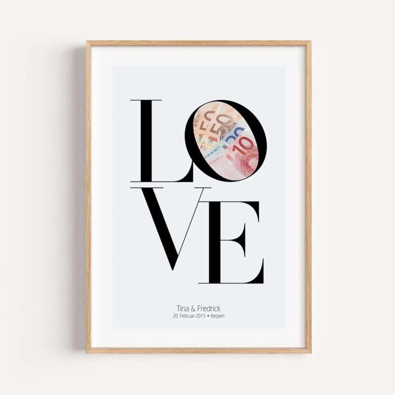 Bild von   geldgeschenk poster love xjpg | Individuelle 🎁 persönliche 🎁 personalisierte Geschenke bedruckt ▪ bestickt ▪ graviert