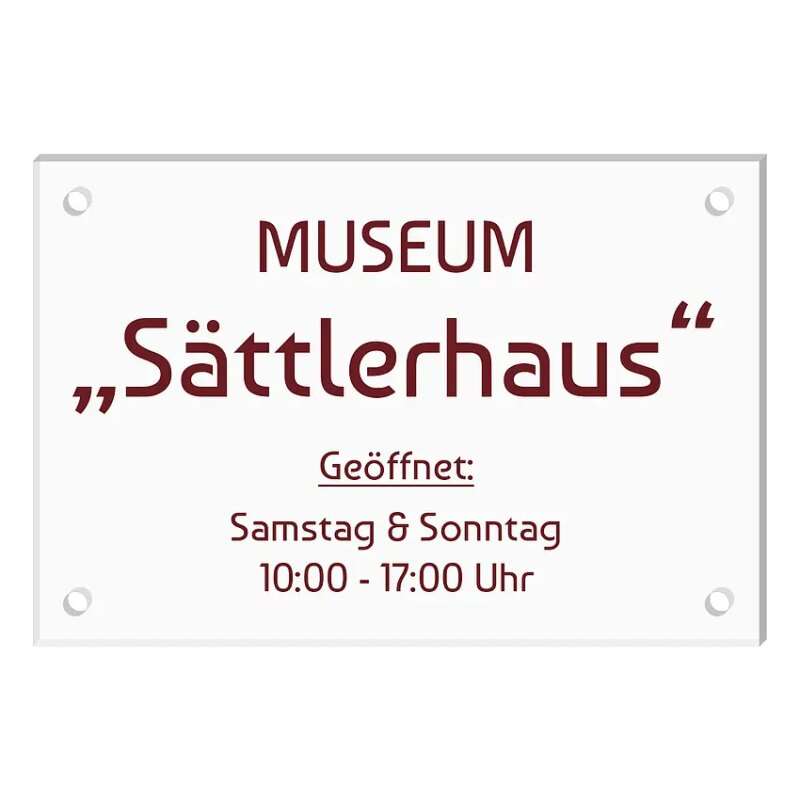 Schild aus Acrylglas mit Wunschtext - Größe 30 x 20 cm [mittel Querformat]