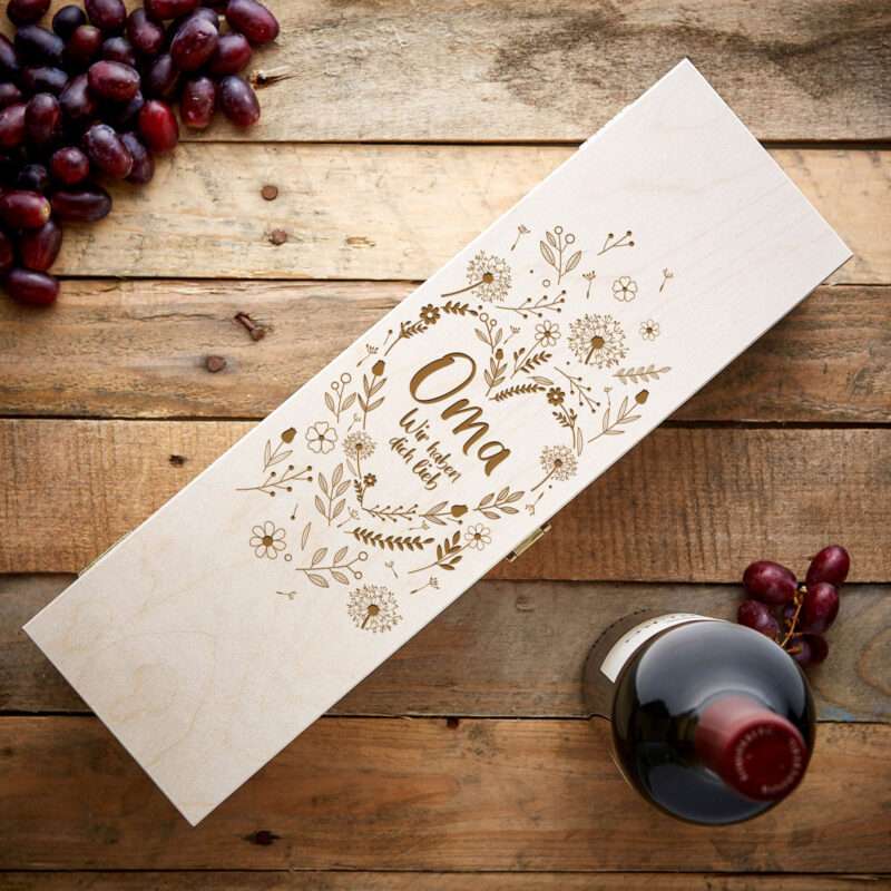 Bild von   weinkiste mit gravur omajpg | Individuelle 🎁 persönliche 🎁 personalisierte Geschenke bedruckt ▪ bestickt ▪ graviert