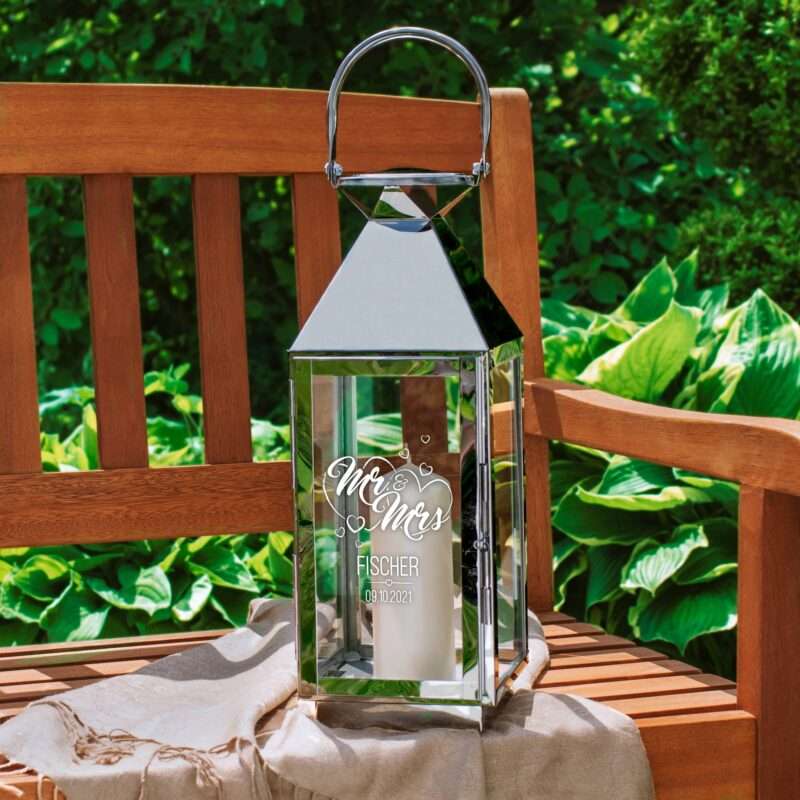 Bild von   laterne mit gravur zur hochzeijpg | Individuelle 🎁 persönliche 🎁 personalisierte Geschenke bedruckt ▪ bestickt ▪ graviert