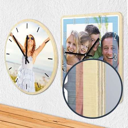 Bild von   holz wanduhr mit fotojpg | Individuelle 🎁 persönliche 🎁 personalisierte Geschenke bedruckt ▪ bestickt ▪ graviert