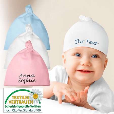 Bild von   babymuetze mit namen bestickenjpg | Individuelle 🎁 persönliche 🎁 personalisierte Geschenke bedruckt ▪ bestickt ▪ graviert