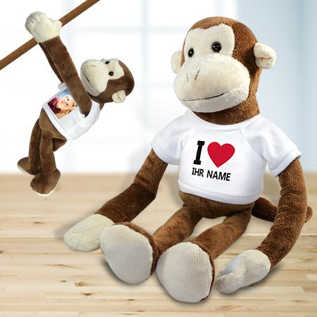Bild von   kuscheltier affe mit fjpg | Individuelle 🎁 persönliche 🎁 personalisierte Geschenke bedruckt ▪ bestickt ▪ graviert