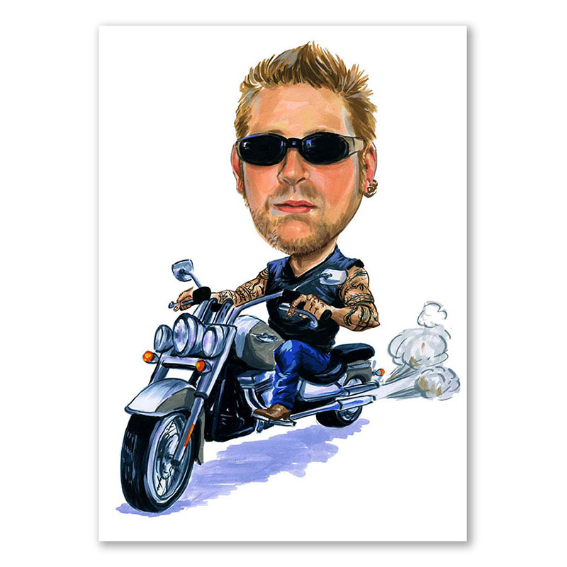 Bild von   erstellung karikatur biker mitjpg | Individuelle 🎁 persönliche 🎁 personalisierte Geschenke bedruckt ▪ bestickt ▪ graviert