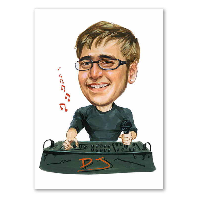Bild von   erstellung karikatur dj in fahjpg | Individuelle 🎁 persönliche 🎁 personalisierte Geschenke bedruckt ▪ bestickt ▪ graviert
