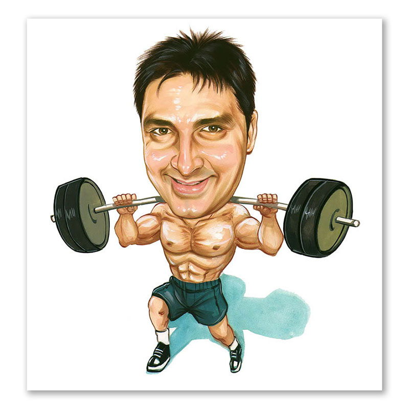 Bild von   erstellung karikatur hantelstejpg | Individuelle 🎁 persönliche 🎁 personalisierte Geschenke bedruckt ▪ bestickt ▪ graviert