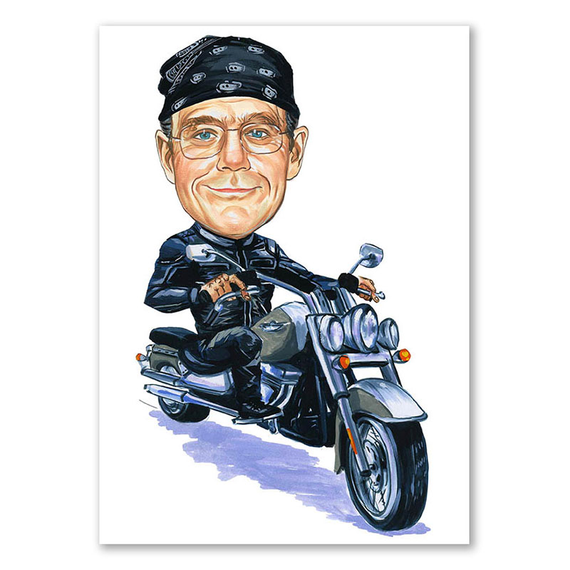 Bild von   erstellung karikatur motorradfjpg | Individuelle 🎁 persönliche 🎁 personalisierte Geschenke bedruckt ▪ bestickt ▪ graviert