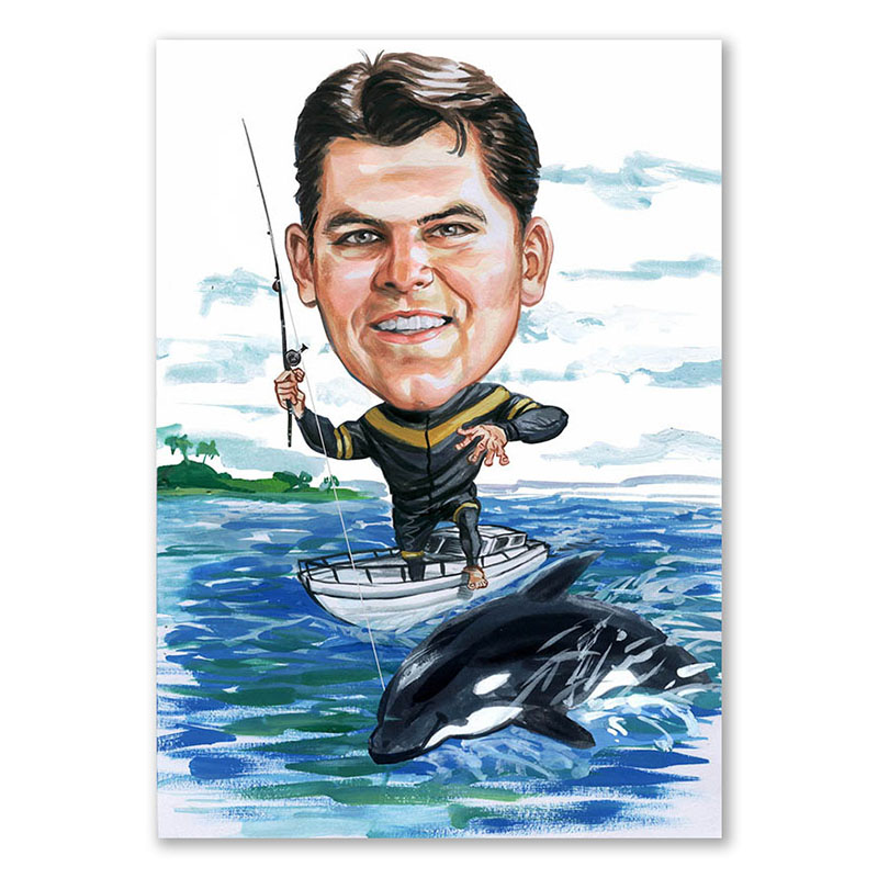 Bild von   erstellung karikatur angler mijpg | Individuelle 🎁 persönliche 🎁 personalisierte Geschenke bedruckt ▪ bestickt ▪ graviert
