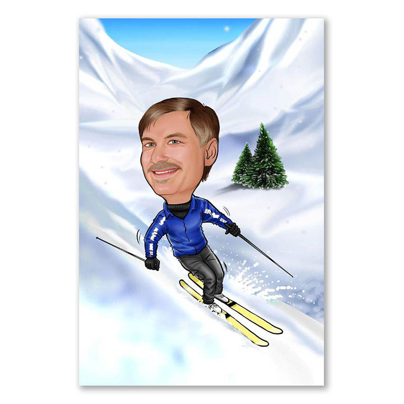 Bild von   erstellung karikatur skifahrerjpg | Individuelle 🎁 persönliche 🎁 personalisierte Geschenke bedruckt ▪ bestickt ▪ graviert