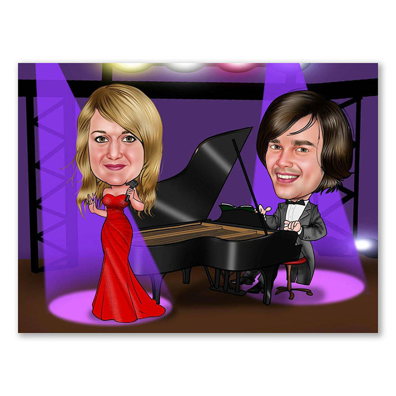 Bild von   erstellung karikatur duo cajpg | Individuelle 🎁 persönliche 🎁 personalisierte Geschenke bedruckt ▪ bestickt ▪ graviert