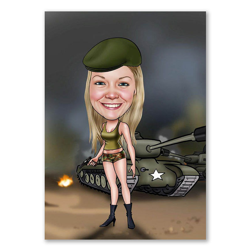 Bild von   erstellung karikatur frau panzjpg | Individuelle 🎁 persönliche 🎁 personalisierte Geschenke bedruckt ▪ bestickt ▪ graviert