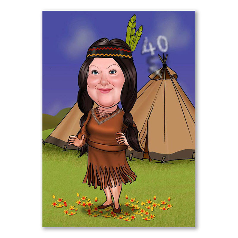 Bild von   erstellung karikatur indianerijpg | Individuelle 🎁 persönliche 🎁 personalisierte Geschenke bedruckt ▪ bestickt ▪ graviert