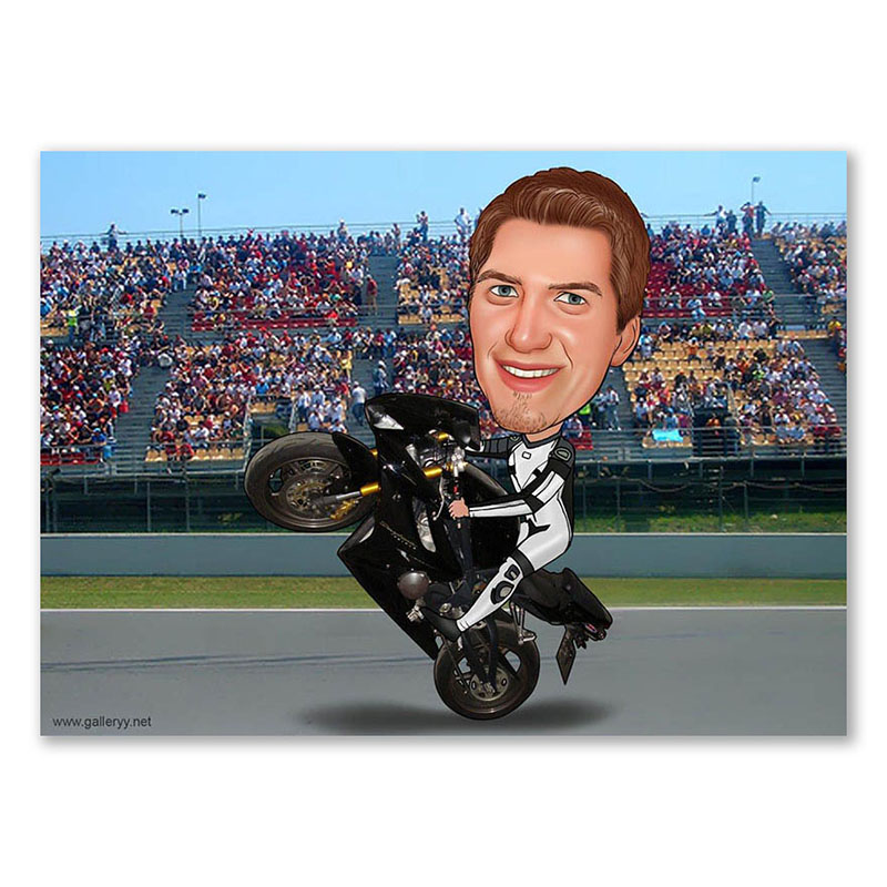 Bild von   erstellung karikatur biker stujpg | Individuelle 🎁 persönliche 🎁 personalisierte Geschenke bedruckt ▪ bestickt ▪ graviert