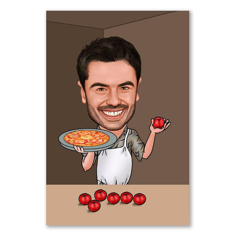 Bild von   erstellung karikatur pizzaservjpg | Individuelle 🎁 persönliche 🎁 personalisierte Geschenke bedruckt ▪ bestickt ▪ graviert