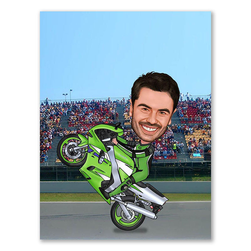 Bild von   erstellung karikatur motorsporjpg | Individuelle 🎁 persönliche 🎁 personalisierte Geschenke bedruckt ▪ bestickt ▪ graviert