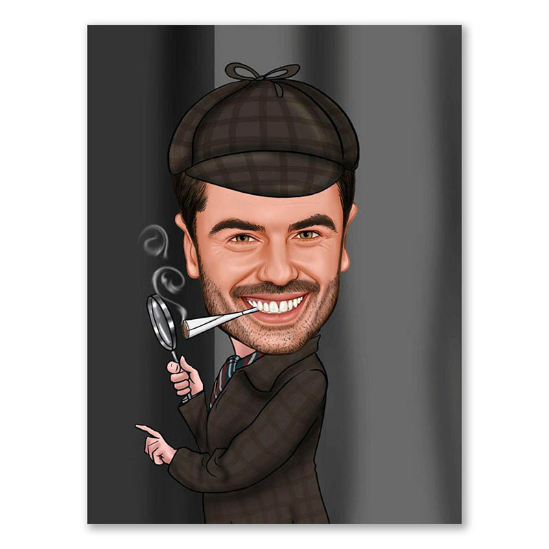 Bild von   erstellung karikatur dedektivjpg | Individuelle 🎁 persönliche 🎁 personalisierte Geschenke bedruckt ▪ bestickt ▪ graviert