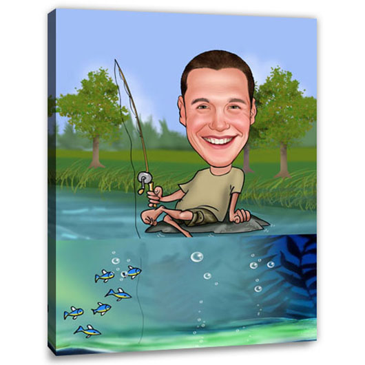 Bild von   erstellung karikatur angler cjpg | Individuelle 🎁 persönliche 🎁 personalisierte Geschenke bedruckt ▪ bestickt ▪ graviert