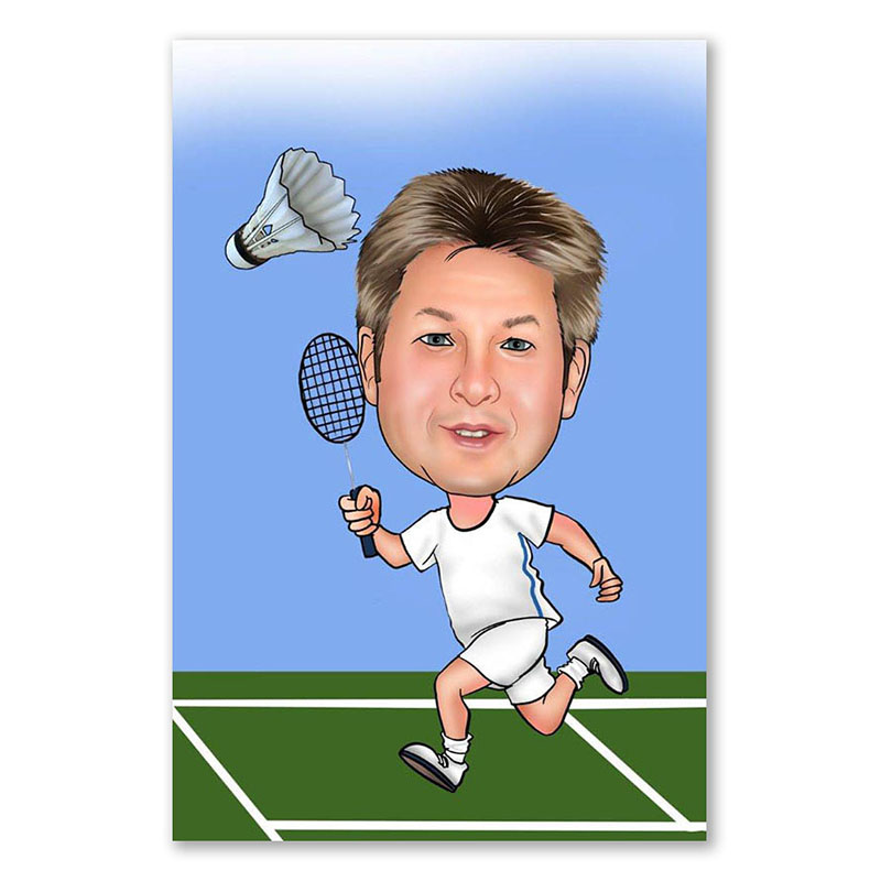 Bild von   erstellung karikatur federballjpg | Individuelle 🎁 persönliche 🎁 personalisierte Geschenke bedruckt ▪ bestickt ▪ graviert