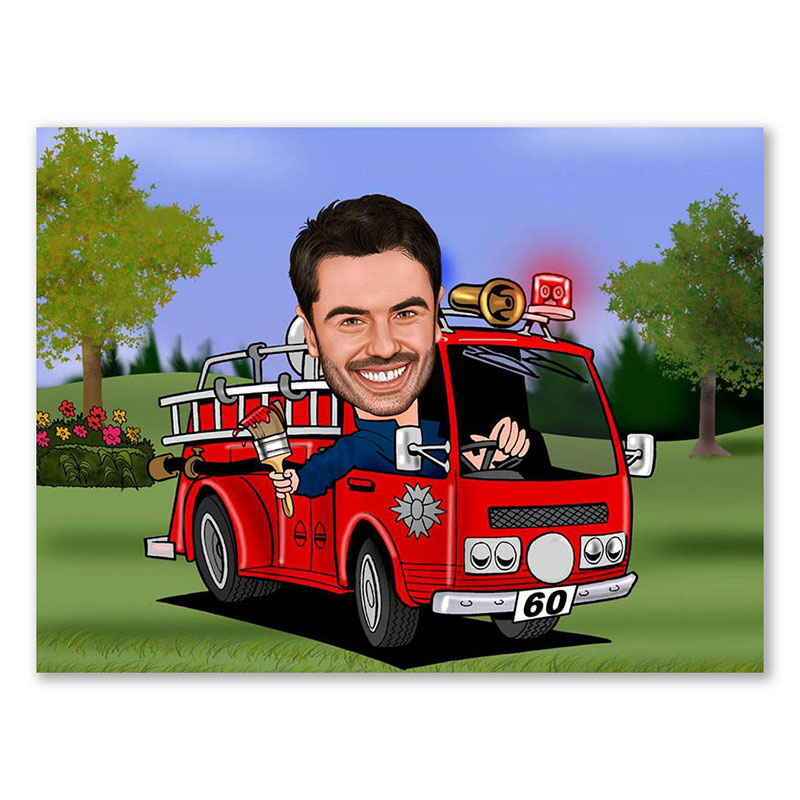 Bild von   erstellung karikatur feuerwehrjpg | Individuelle 🎁 persönliche 🎁 personalisierte Geschenke bedruckt ▪ bestickt ▪ graviert