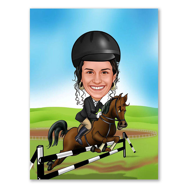 Bild von   erstellung karikatur springreijpg | Individuelle 🎁 persönliche 🎁 personalisierte Geschenke bedruckt ▪ bestickt ▪ graviert