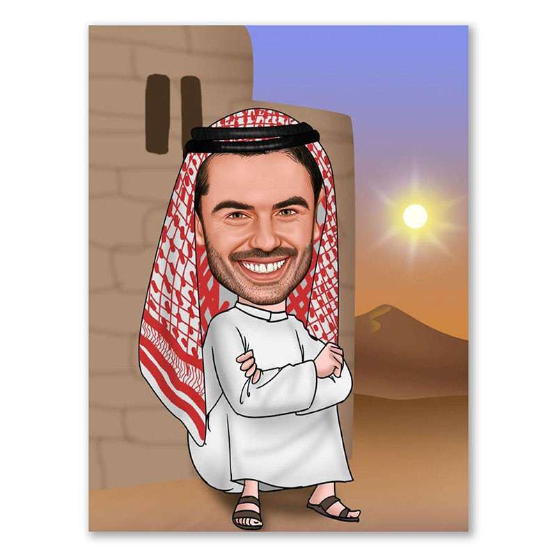 Bild von   erstellung karikatur scheichjpg | Individuelle 🎁 persönliche 🎁 personalisierte Geschenke bedruckt ▪ bestickt ▪ graviert