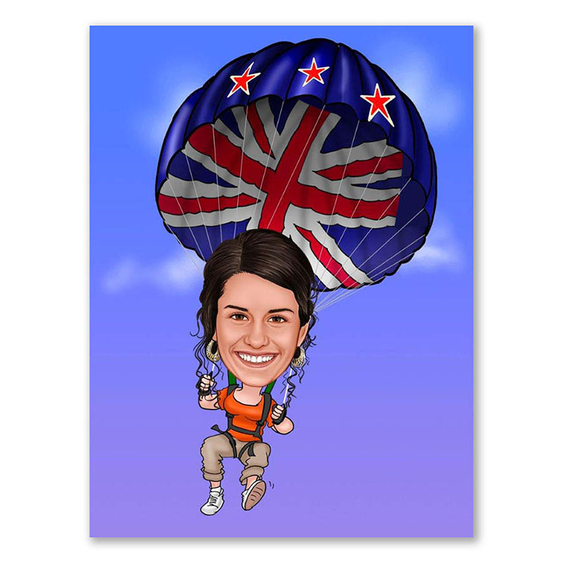 Bild von   erstellung karikatur fallschirjpg | Individuelle 🎁 persönliche 🎁 personalisierte Geschenke bedruckt ▪ bestickt ▪ graviert