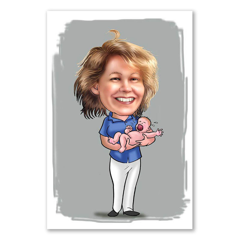 Bild von   erstellung karikatur hebammejpg | Individuelle 🎁 persönliche 🎁 personalisierte Geschenke bedruckt ▪ bestickt ▪ graviert