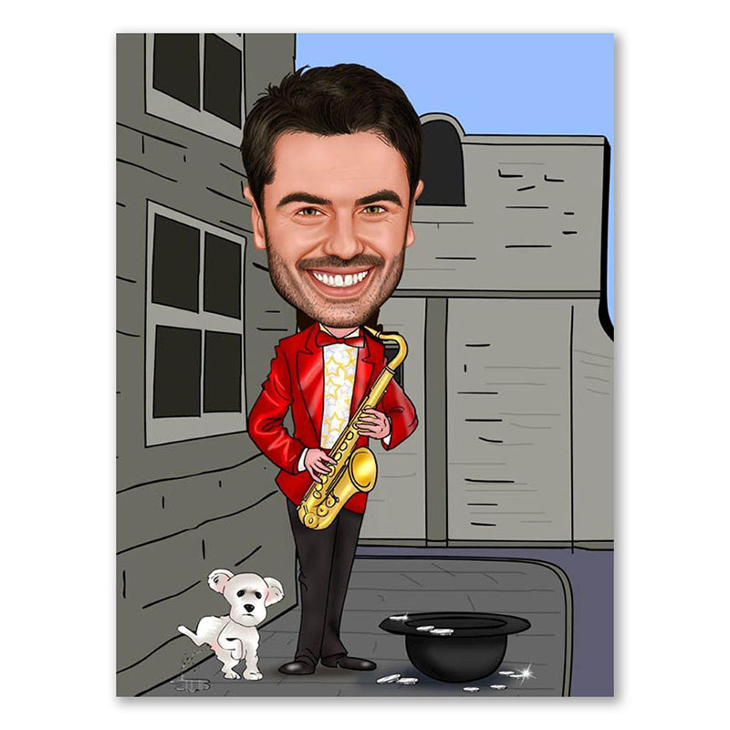 Bild von   erstellung karikatur saxophonjpg | Individuelle 🎁 persönliche 🎁 personalisierte Geschenke bedruckt ▪ bestickt ▪ graviert