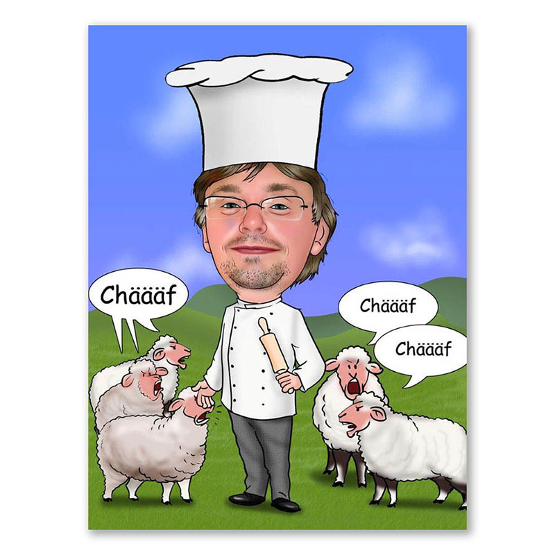 Bild von   erstellung karikatur schafskocjpg | Individuelle 🎁 persönliche 🎁 personalisierte Geschenke bedruckt ▪ bestickt ▪ graviert