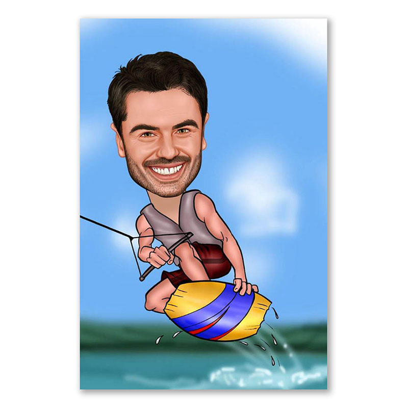 Bild von   erstellung karikatur wasserskijpg | Individuelle 🎁 persönliche 🎁 personalisierte Geschenke bedruckt ▪ bestickt ▪ graviert