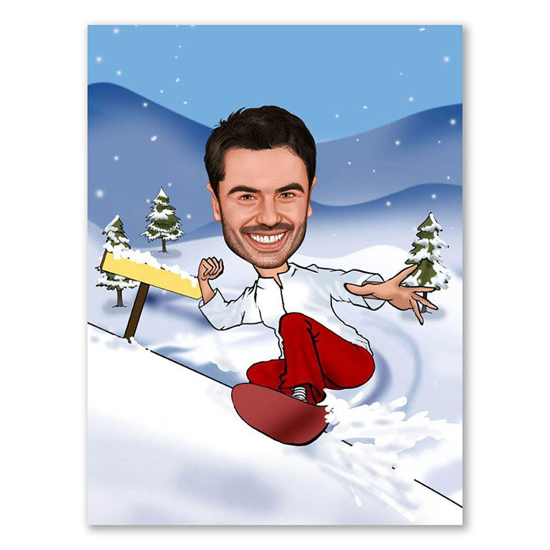 Bild von   erstellung karikatur snowboardjpg | Individuelle 🎁 persönliche 🎁 personalisierte Geschenke bedruckt ▪ bestickt ▪ graviert