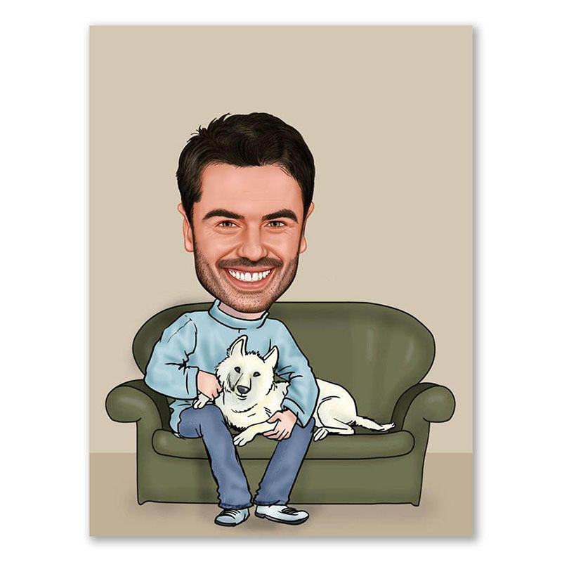 Bild von   erstellung karikatur sofa mitjpg | Individuelle 🎁 persönliche 🎁 personalisierte Geschenke bedruckt ▪ bestickt ▪ graviert