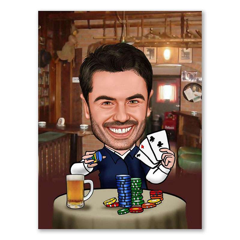 Bild von   erstellung karikatur poker mitjpg | Individuelle 🎁 persönliche 🎁 personalisierte Geschenke bedruckt ▪ bestickt ▪ graviert