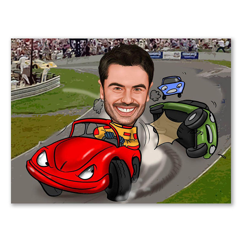 Bild von   erstellung karikatur rennfahrejpg | Individuelle 🎁 persönliche 🎁 personalisierte Geschenke bedruckt ▪ bestickt ▪ graviert