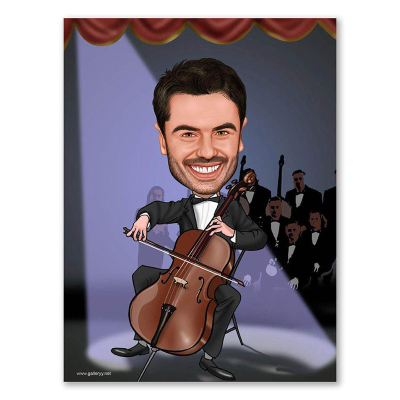 Bild von   erstellung karikatur cellistjpg | Individuelle 🎁 persönliche 🎁 personalisierte Geschenke bedruckt ▪ bestickt ▪ graviert