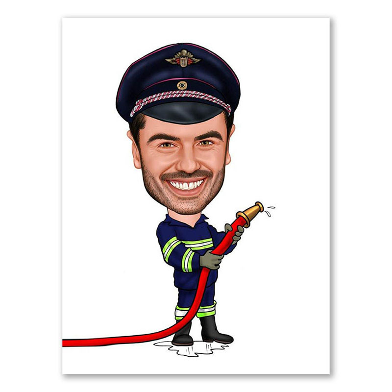 Bild von   erstellung karikatur feuerwehrjpg | Individuelle 🎁 persönliche 🎁 personalisierte Geschenke bedruckt ▪ bestickt ▪ graviert