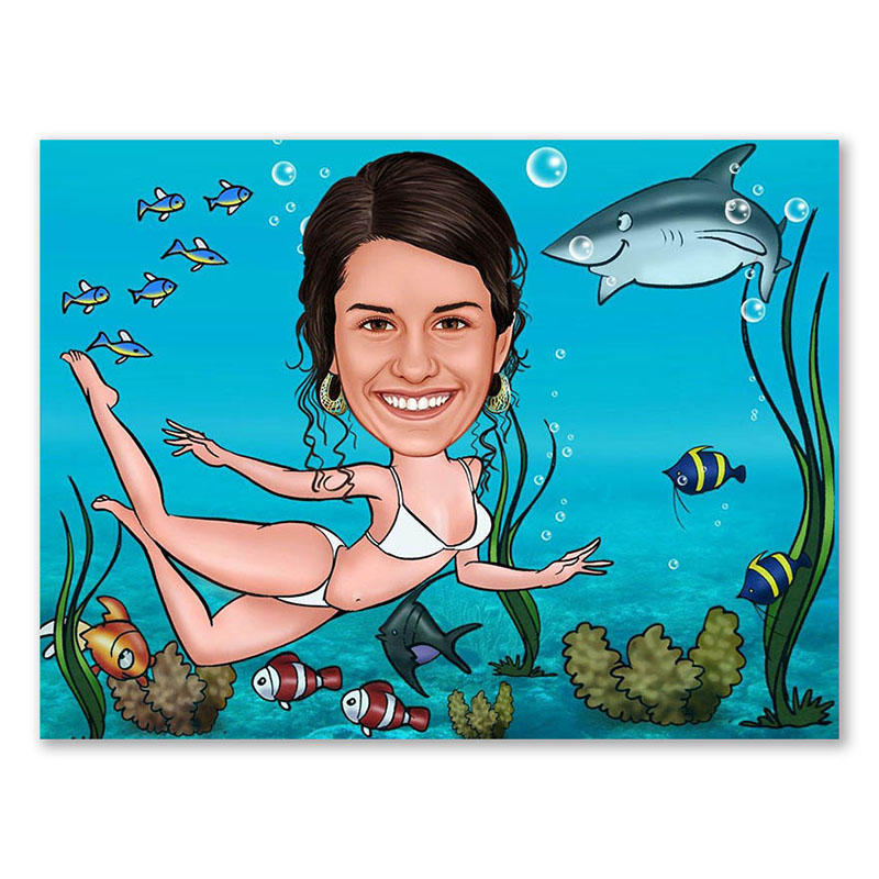 Bild von   erstellung karikatur wassernixjpg | Individuelle 🎁 persönliche 🎁 personalisierte Geschenke bedruckt ▪ bestickt ▪ graviert