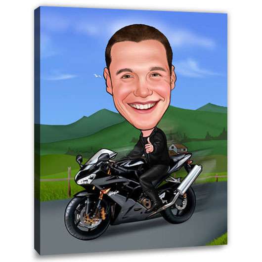 Bild von   erstellung karikatur motorradjpg | Individuelle 🎁 persönliche 🎁 personalisierte Geschenke bedruckt ▪ bestickt ▪ graviert