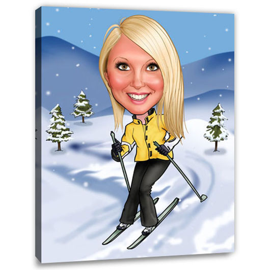Bild von   erstellung karikatur skifahrenjpg | Individuelle 🎁 persönliche 🎁 personalisierte Geschenke bedruckt ▪ bestickt ▪ graviert