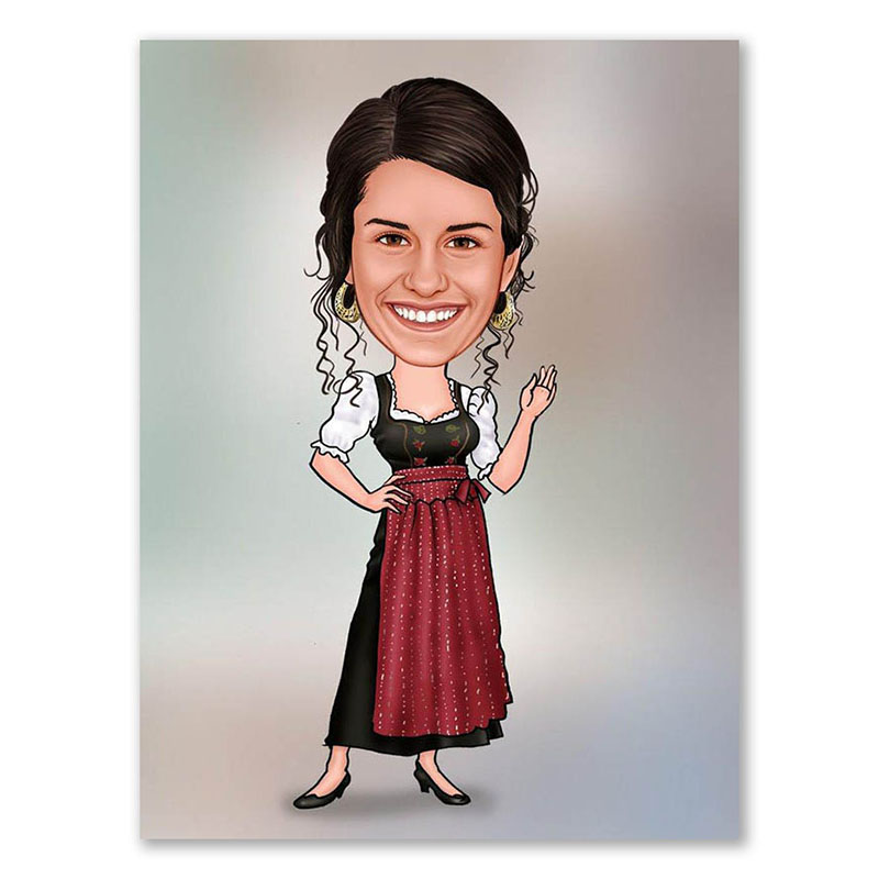 Bild von   erstellung karikatur dirndl cjpg | Individuelle 🎁 persönliche 🎁 personalisierte Geschenke bedruckt ▪ bestickt ▪ graviert