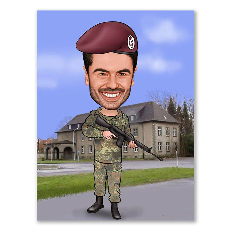 Bild von   erstellung karikatur soldat injpg | Individuelle 🎁 persönliche 🎁 personalisierte Geschenke bedruckt ▪ bestickt ▪ graviert