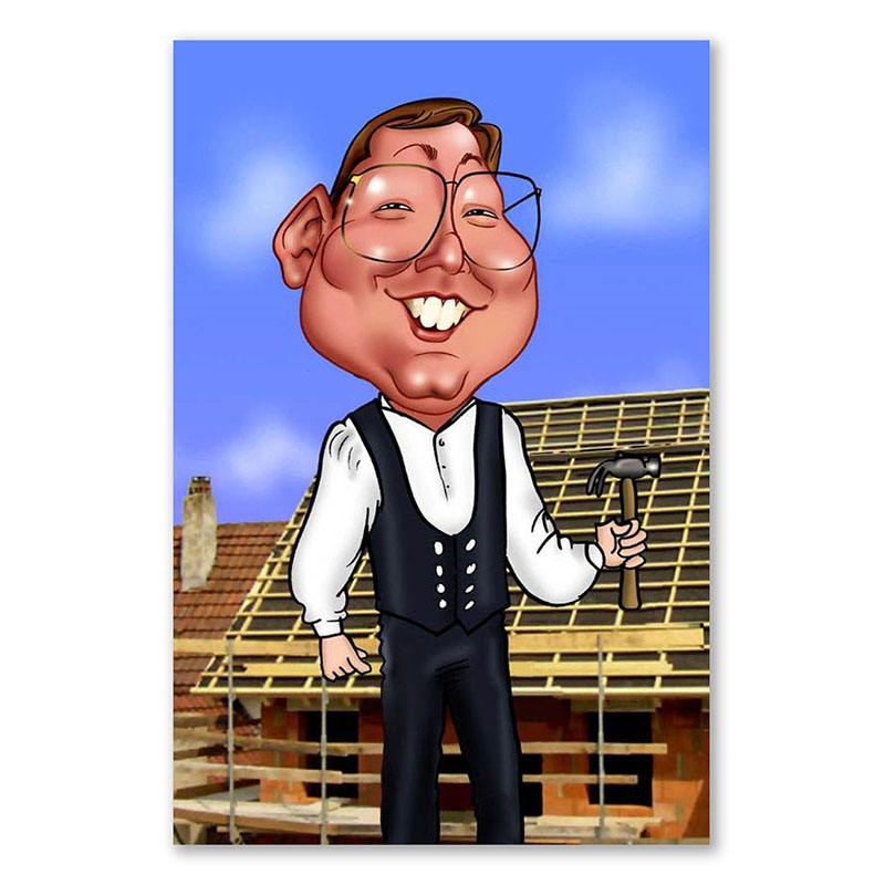 Bild von   erstellung karikatur dachdeckejpg | Individuelle 🎁 persönliche 🎁 personalisierte Geschenke bedruckt ▪ bestickt ▪ graviert